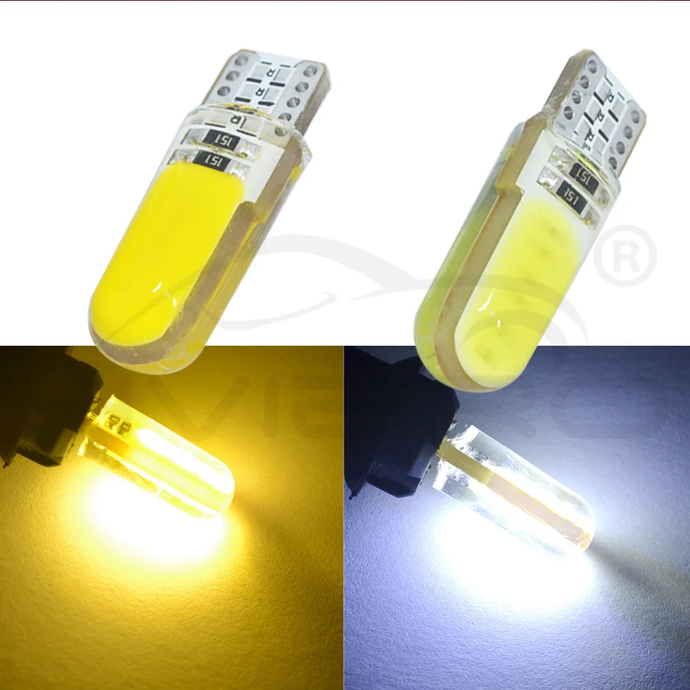 Hviero T10 W5W Red COB LED Silicagel Waterproof 194 501 Wedge Led Car Marker Light Reading Dome Lamp Auto Parking Bulbs for lada DC 12V