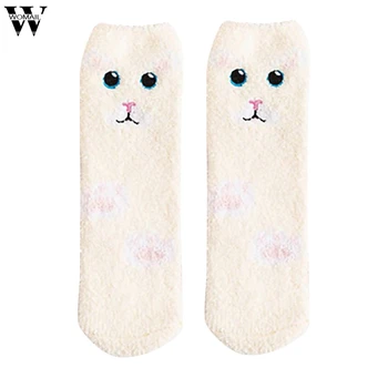 

Womail soft cute animal coral velvet sleeping socks autumn and winter new warm plus velvet thickening home floor terry socks
