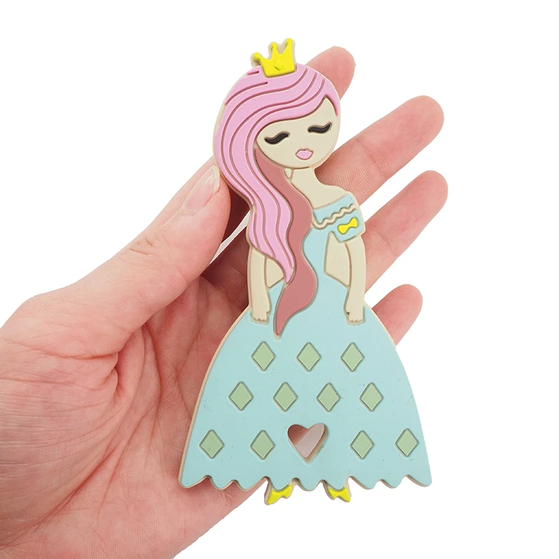 Chenkai 1PCS Silicone Princess Teether Baby Dummy Beautyful Girl Teething DIY Infant Dental Comfortable Pacifier Necklace Gifts