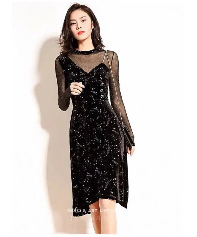 AH10665 High quality New Fashion Women spring Dress Luxury famous Brand European Design party style dress