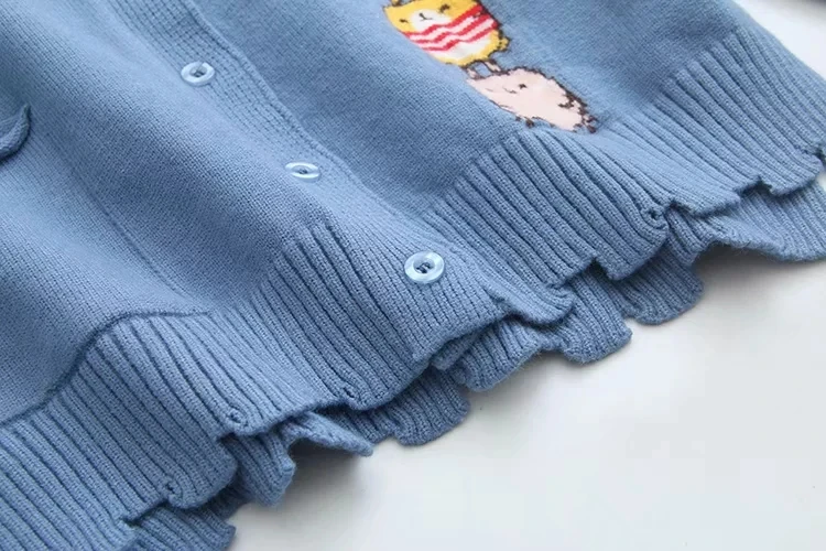 Мода Za женский свитер Harajuku вышитый мультяшный вязаный кардиган с v-образным вырезом шикарный Кардиган с длинным рукавом теплые свитера женские