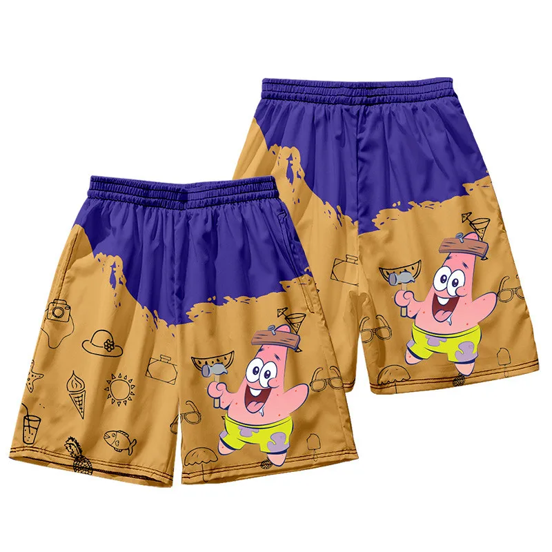 white shorts Hot Sale Patrick Star Beach Shorts 3D Printed Anime Funny Swimming Trunks Summer Men's Shorts Hip Hop Oversized Sweatpants cargo shorts