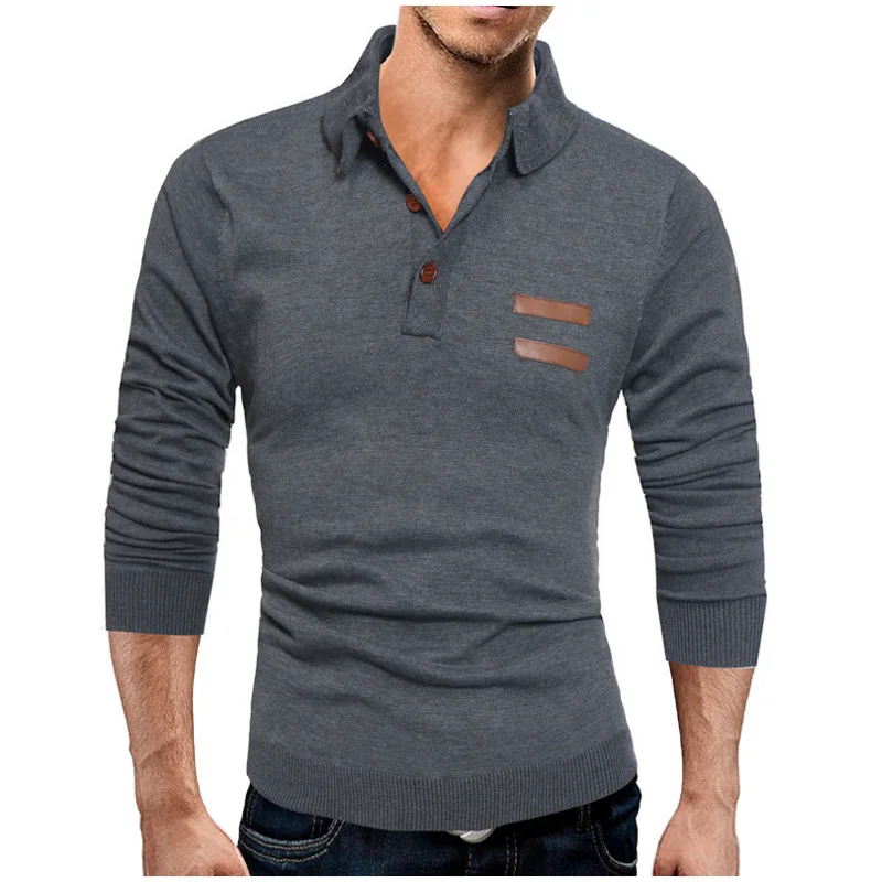 

2019 New Autumn Winter Men's Sweater Men's Polo Shirt Solid Color Casual Sweater Men's Slim Fit Brand Knitted Pullovers SA-8