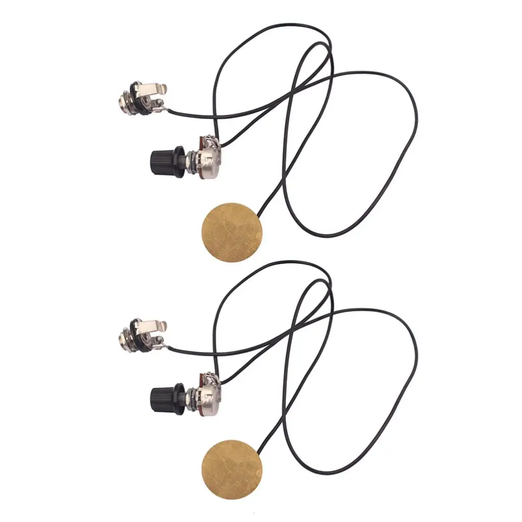 

2 Pieces 1T1V Prewired Piezo Pickup With Volume Control Knob for Cigar Box Guitar Replacement
