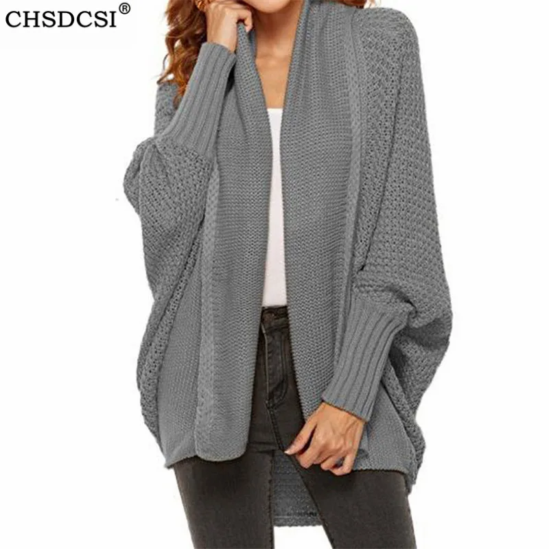 

CHSDCSI Knitwear Cardigan Women Solid Plus Size Feminino Gray Vintage Black Long Sleeve Knit Outerwear Coat Large Size Cardigans