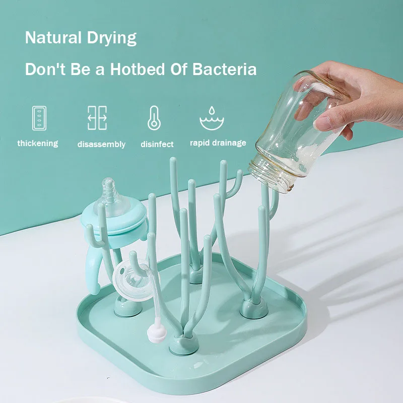 Baby Bottle Drying Drain Support Racks，blue Pink Bottle Cleaning Drain