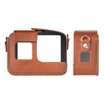 

1pc PU Leather Camera Housing Case for GoPro Hero 8 Action Camera Portable Cover Protective Shell Carrying Bag with Lanyard