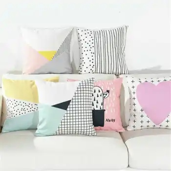 

Simple Strip Pattern Pillowcase Printed Pillow Cotton Linen Case Covers Pillow Throw For Office Home Sofa Decor