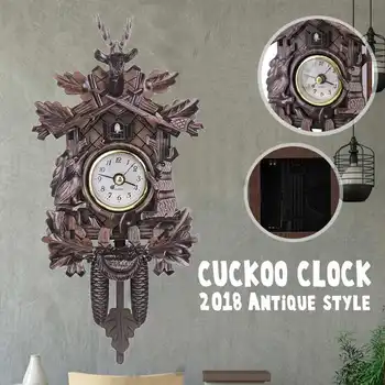 

Wooden Hunter Deer Wall Clock Vintage Animals Art Chic Swing Art Clocks Horologe Timer Home Cafe Living Room Wall Decoration