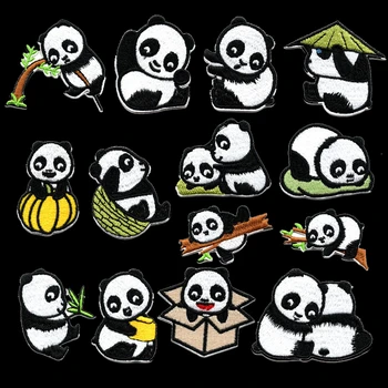 

Kawaii Panda Embroidery Iron on Patch for Clothes Applique Animal Clothing Stickers Badges for Backpacks Jacket Jeans Patches