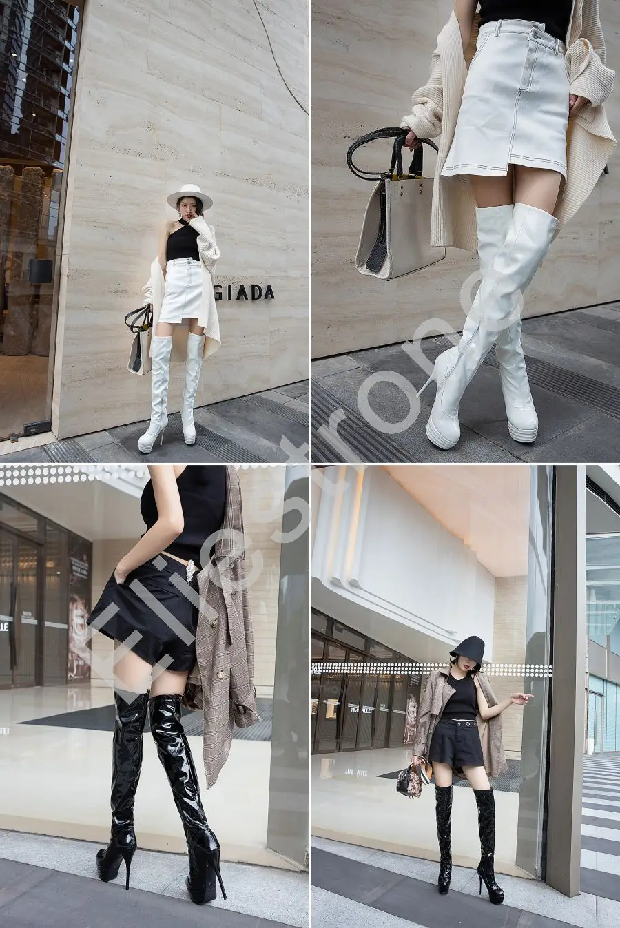 Winter New Sexy Red White Women Over the Knee Platform Dance Pole Boots High Heels Lady Shoes LS922 Plus Big Size 10 32 46