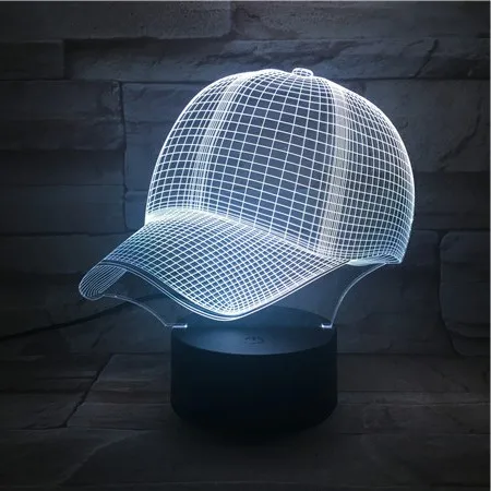 Cutomized 3D Lamp Baseball Cap Without Logo Best Present for Children Atmosphere 7 Color with Remote Led Night Light Lamp