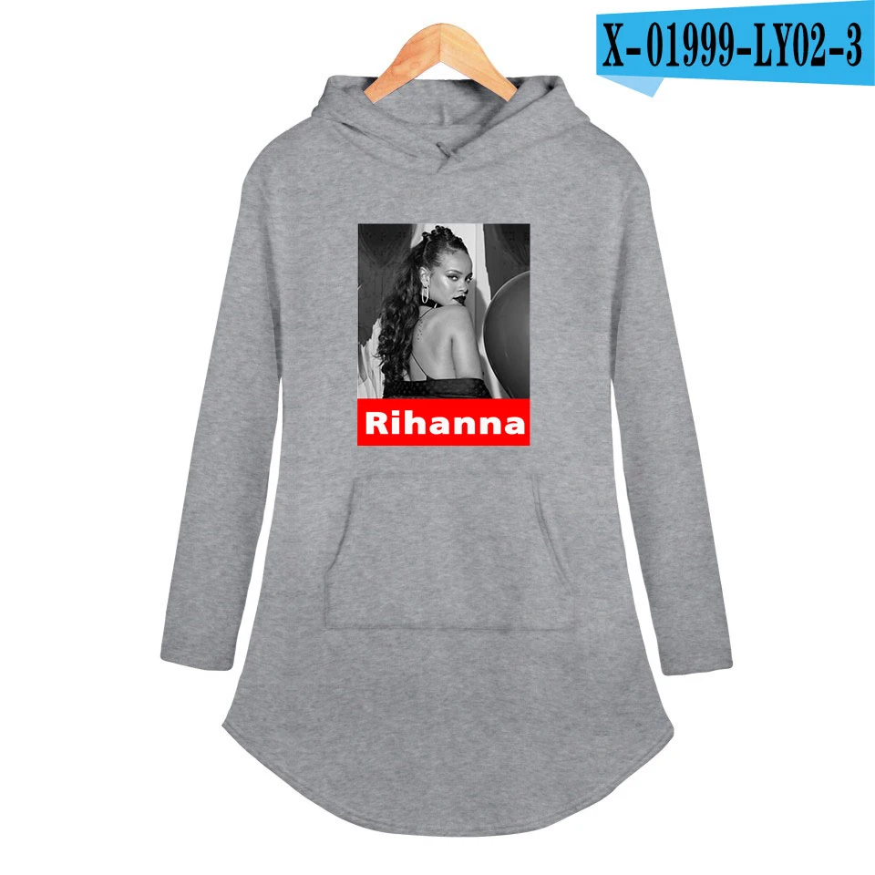 Толстовки Rihanna женские с принтом брендовая Женская Спортивная толстовка с капюшоном повседневные пуловеры с длинным рукавом плюс размер дропшиппинг - Цвет: gray