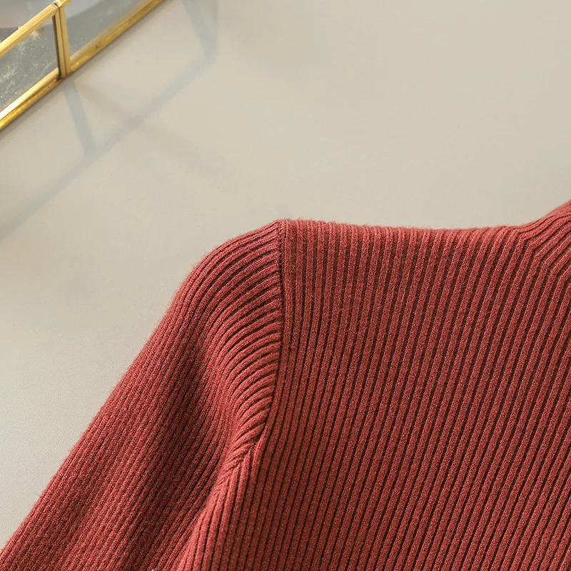2019 Trend Knitted Sweater Women Zipper Turtleneck Long Sleeve Slim Women Pullover Sweater Autumn Winter Warm Female Jumpers (21)