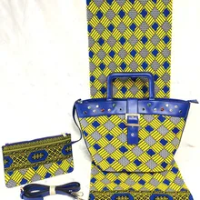 Африканские Восковые принты ткани Анкара ткань с 2 шт Женская сумочка африканская Ткань 6 ярдов хлопок ткань для лоскутных TN-A53