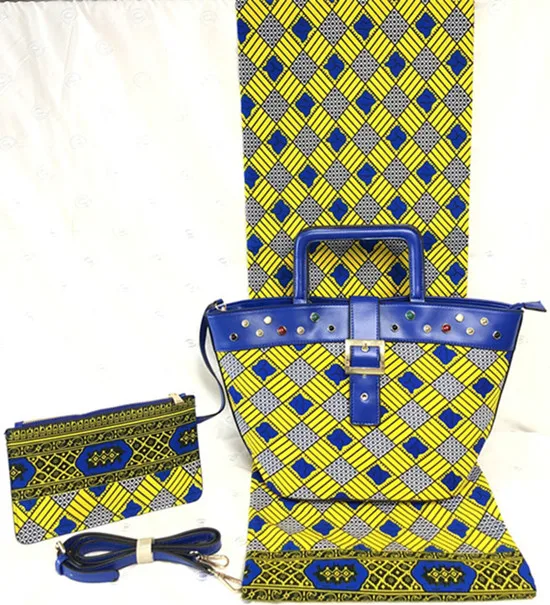 

african wax prints fabric ankara fabric with 2pcs women handbag african fabric 6yards 100% cotton fabric for patchwork TN-A53