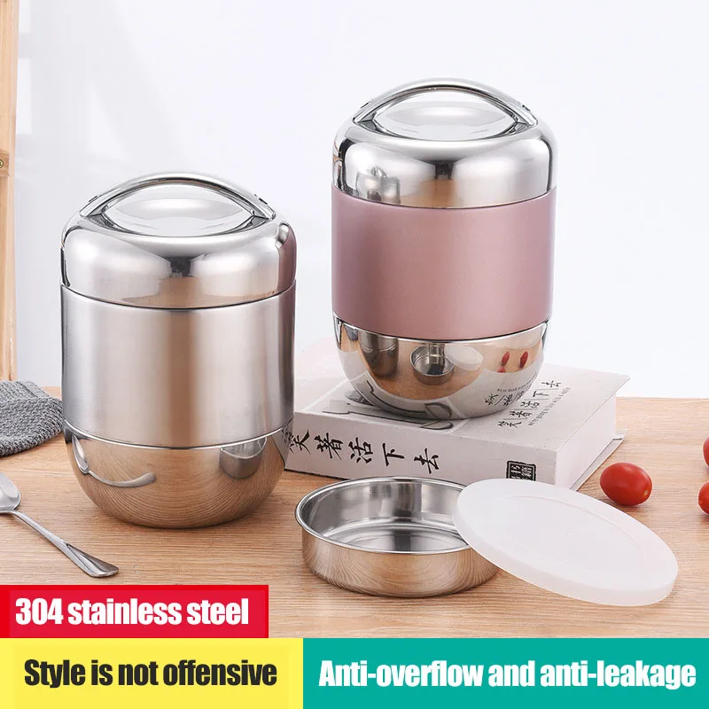 

Stainless Steel Thermal Lunch Box 4 Tier Leak-Proof Food Container Soup Jar Portable Handle School Picnic Bento Box Lunch Bag