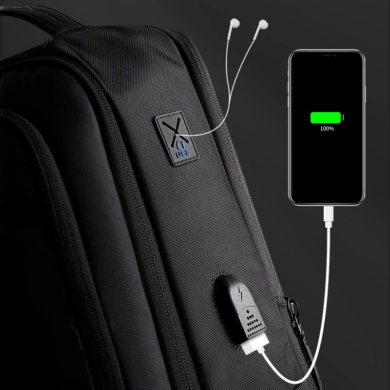 Увеличенный рюкзак с защитой от кражи внешней USB зарядкой для 15 6 дюймового