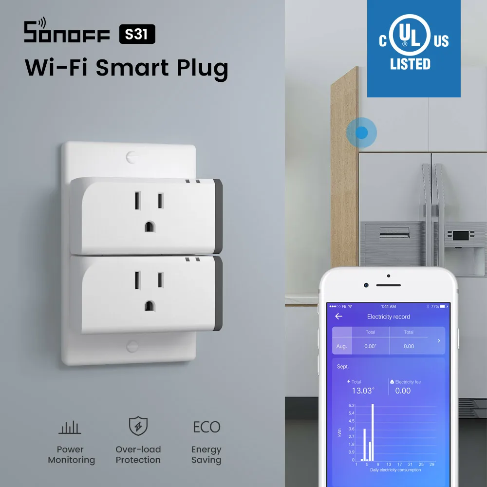 1/2/3/4 PCS Itead SONOFF S31 US 15A WIFI สมาร์ทซ็อกเก็ตพลังงาน Monitor โดย e-weLink ควบคุม Outlet สมาร์ท WiFi เสียบสวิทช์ 1