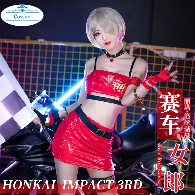Аниме! Костюм гоночной королевы Honkai Impact 3 Рита росвейссе костюм для косплея на