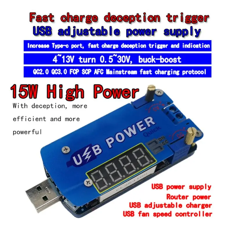 Dc-dc USB понижающий модуль питания быстрая зарядка импульсный регулятор регулируемый 15 Вт