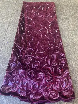 

5 yards sparkling Korea lace multicolors Velvet African french tulle fabric Unique Nigeria Dubai celebration wear sewing clothes