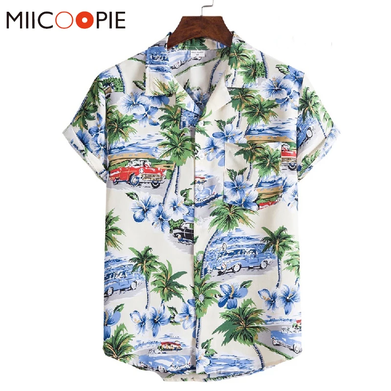Camiseta hawaiana con cuello en V para Hombre, camisa informal De manga corta con estampado Hawaiano para vacaciones en la playa, Camisas holgadas florales De Hip Hop para Hombre