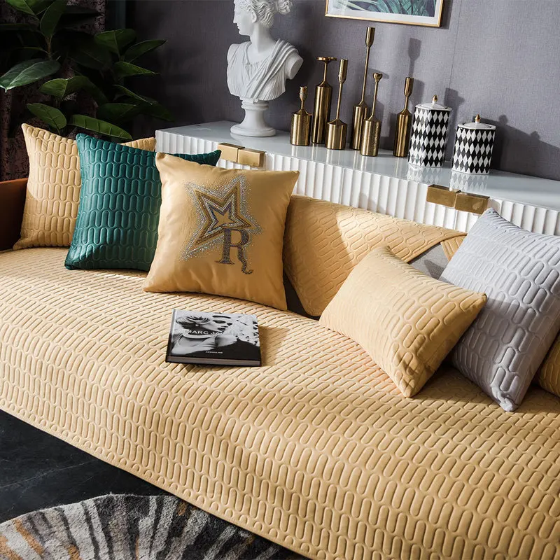 

Nordic style natural latex breathable fabric solid color summer sofa cover thickened non-slip sofa towel cushion mat Home Decor