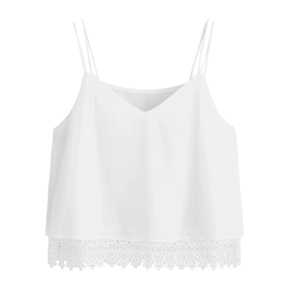 Camisole летняя майка Женская Повседневная кружевная Вязаная безрукавка укороченный топ на бретельках белая майка Топ Haut Femme