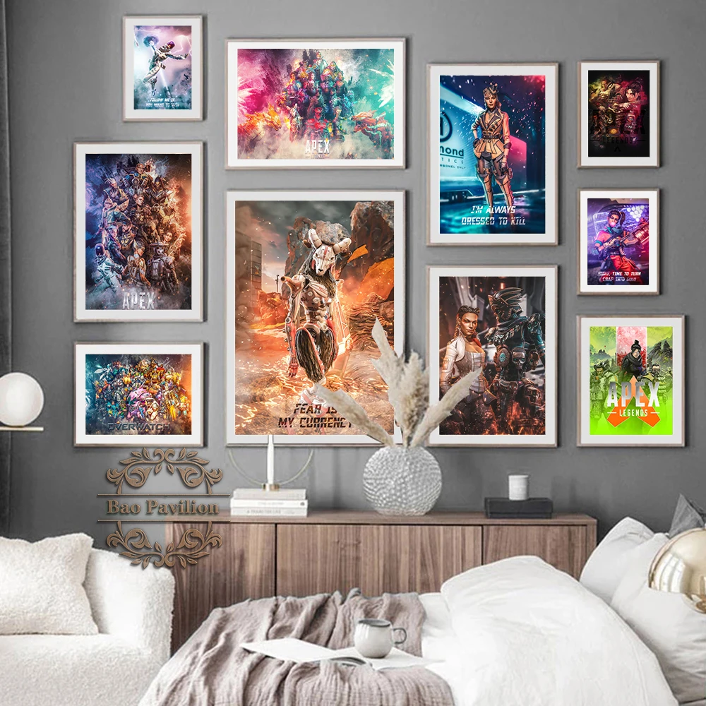 Clássico apex legends poster arte impressão de vídeo game personagem  retrato pintura em tela cabeceira fundo decoração do quarto casa -  AliExpress