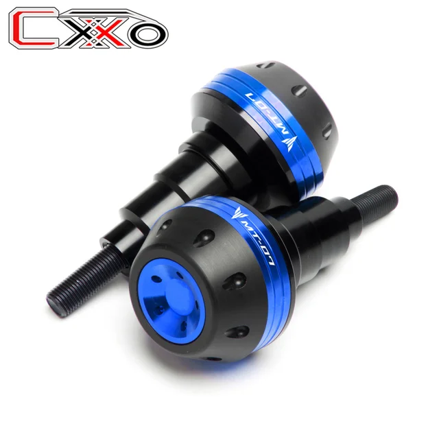 LOGO MT-07 Left & Right Motorcycle CNC Frame Sliders Crash Pad Falling Protector Guard For Yamaha MT07 MT 07 2014-2021 2019 2020 Blue