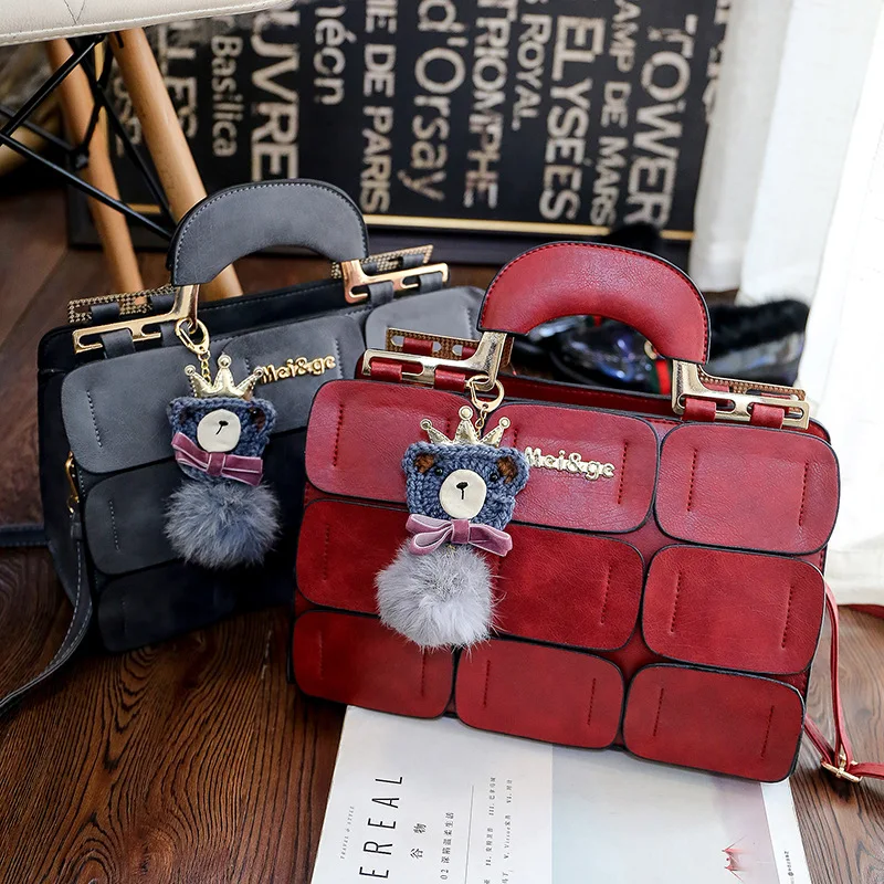 Новая модная Корейская сшивка с шариком для волос женская сумка через плечо |