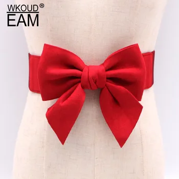 

WKOUD EAM 2020 New Fashion Autumn Winter Wid Belt For Women Korea Style Elastic Bandcasual Tide Solid Bow Girdle Female ZJ927