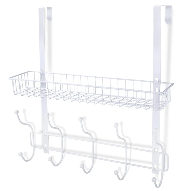 Kitchen Storage Rack Spice Cooker Shelf Wall Mounted Hanging Basket Door Back Hanger Multifunction - Цвет: White