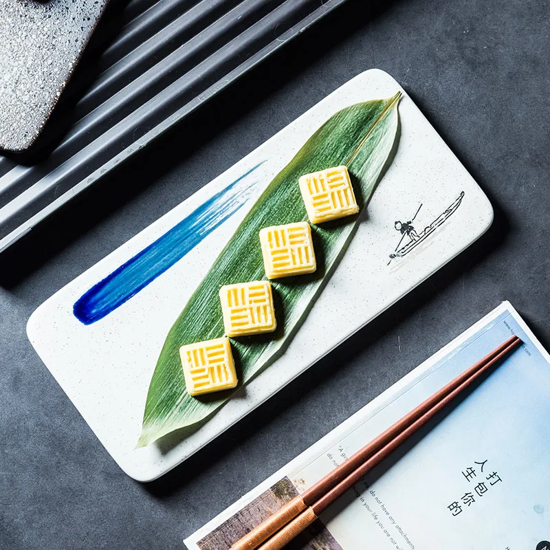 

Creative Ceramic Rectangular Steak Plate Ceramic Plate Restaurant Sashimi Plate Salmon Sushi Breakfast Plate Pastry Plate