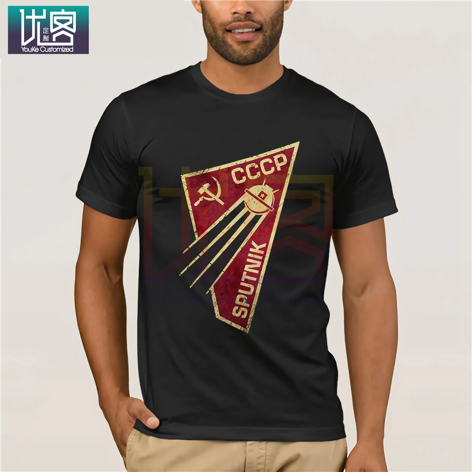 

Brand Russia CCCP Soviet Satellite Sputnik V01 Space Exploration Program T-Shirt Summer Men's Short Sleeve T-Shirt for Men Tops