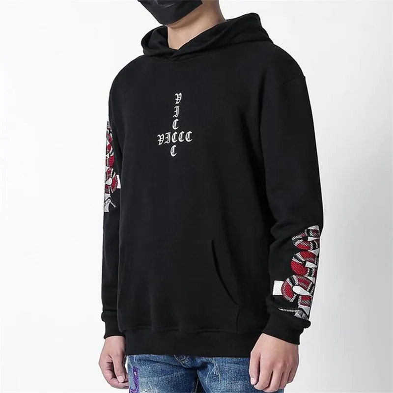 Tanie NAGRI 2020 nowa wiosenna bluza z kapturem męskie hip pop bluzy Harajuku hip hop krzyż podwójny wąż embroidey z długim rękawem z kapturem odzież