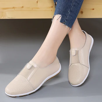

Women’s Slip On Genuine Leather Shoes Flat Leather Women Spring Ballerina Sneakers Woman Moccasins Footwear Female Loafers 2020