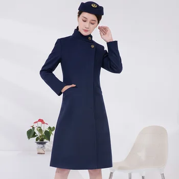 

2019 Woolen Blend Coat Women Lapel Long Parka Winter Jacket Business Uniform Woolen Coat Thicken Female Office Outerwear