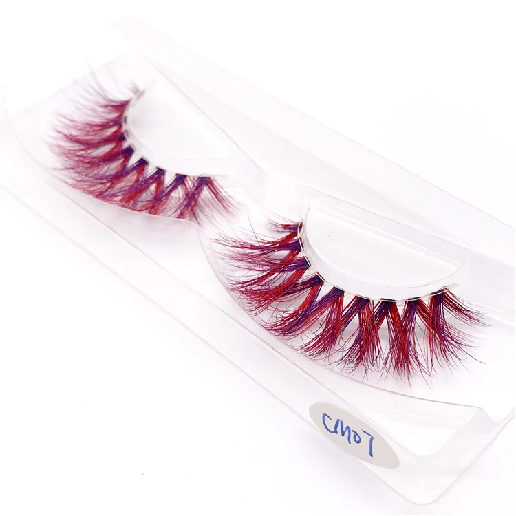 CM07 New color 3D luxury mink lashes wholesale natural long individual thick fluffy colorful false eyelashes Makeup Extension Tools - Цвет: CM07