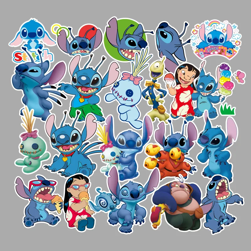 TD ZW55 Pcs/Lot Lilo & Stitch Anime Stickers Children Stickers Cute Cartoon Stickers For Laptop Luggage Scooter Book Sticker