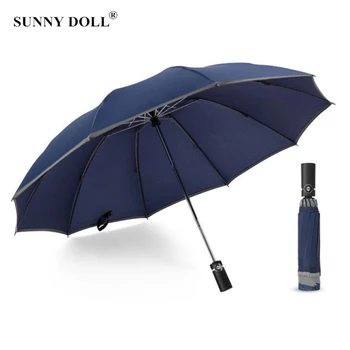 

Automatic Men Folding Reverse Umbrella Parasol Women Travel Sun Umbrellas Black Windproof Business 10K Parapluie Car Umbrellas