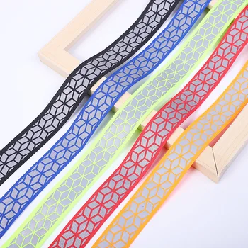 홀로그램 마름모 반사 리본, 조각 및 직조 밝은 실버 장식 밴드, DIY 손 바느질 안전 경고, 1m, 2.7cm