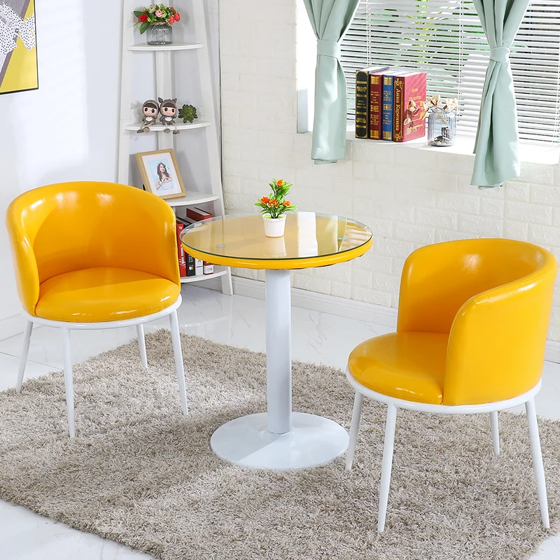 Журнальный стол для переговоров и стул, комбинированный прием, простой домашний досуг, креативный тканевый маленький круглый стол, стул