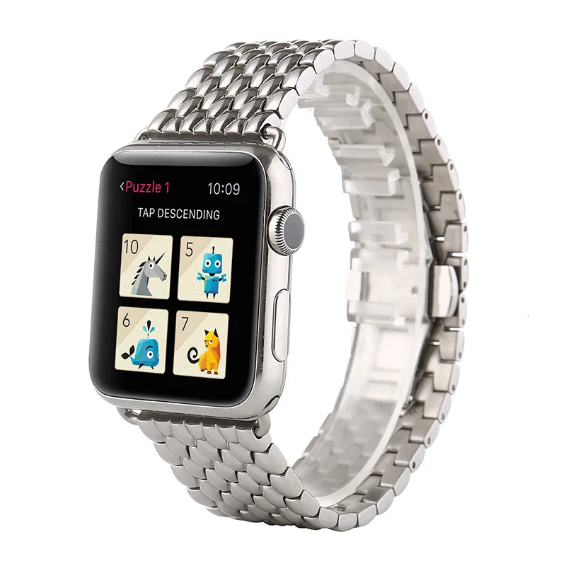 Стальной ремешок Dragon для apple watch Series 5 4 3 1 2 ремешок iwatch из нержавеющей стали 44 мм 40 42 мм с адаптерами черный и серебристый
