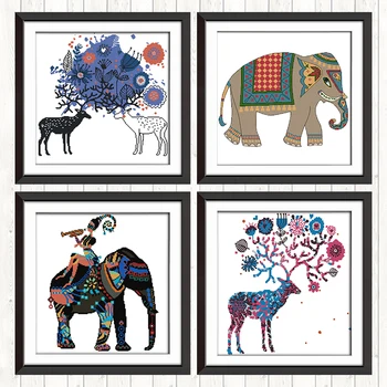 

Elk Cross-stitch Patterns DIY Handwork Embroidery Kits 14CT 11CT Printed Counted Canvas Cross Stitch Set Needlework Kits Crafts