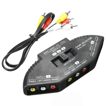 

3-Port Selector AV Audio Video Switcher Splitter 3 Way Composite AV Signal Switch Box with RCA AV Cable for Game Consoles DVD