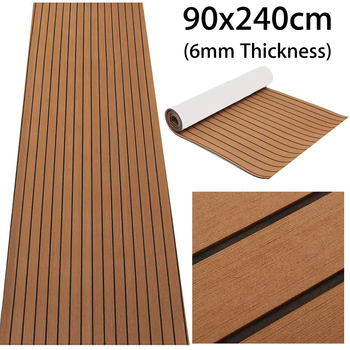 240cmx90cmx6mm Self Adhesive EVA Foam Teak Sheet Marine Boat Yacht Synthetic Decking Foam Floor Mat Flooring Accessories Marine