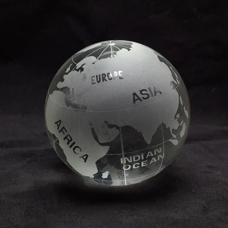 Crystal Glass  globe world map Feng shui  Crystals Sphere terrarium Desk Ornamen 