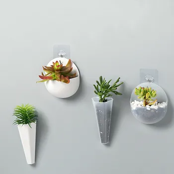 

Hydroponic Wall Hanging Flower Pot Plastic Lazy Floret Bottle Plant Vase Container Glass Wall Flower Pots for Home Office Decor